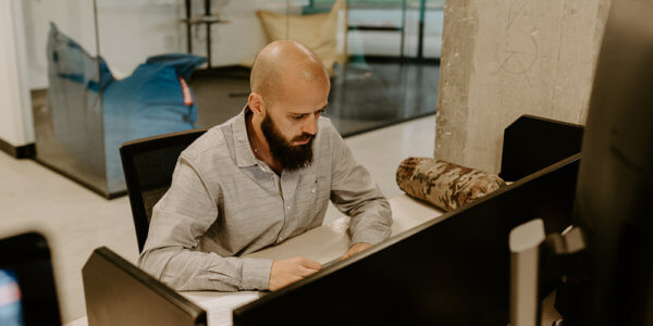 man working on caching