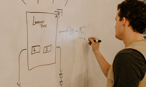 Kraig showing campaign and content value exchange on whiteboard