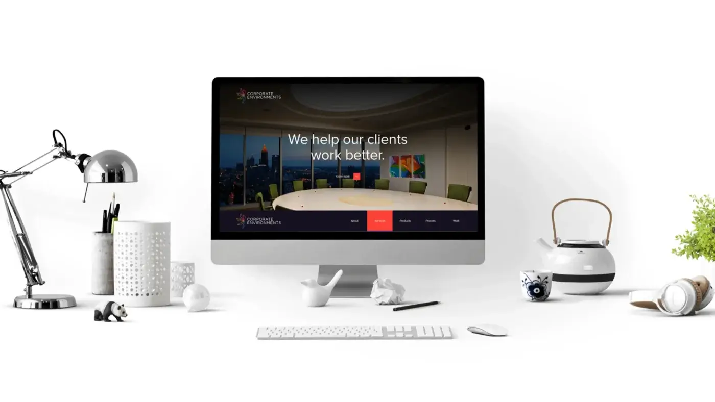 Corporate Environments Website on computer