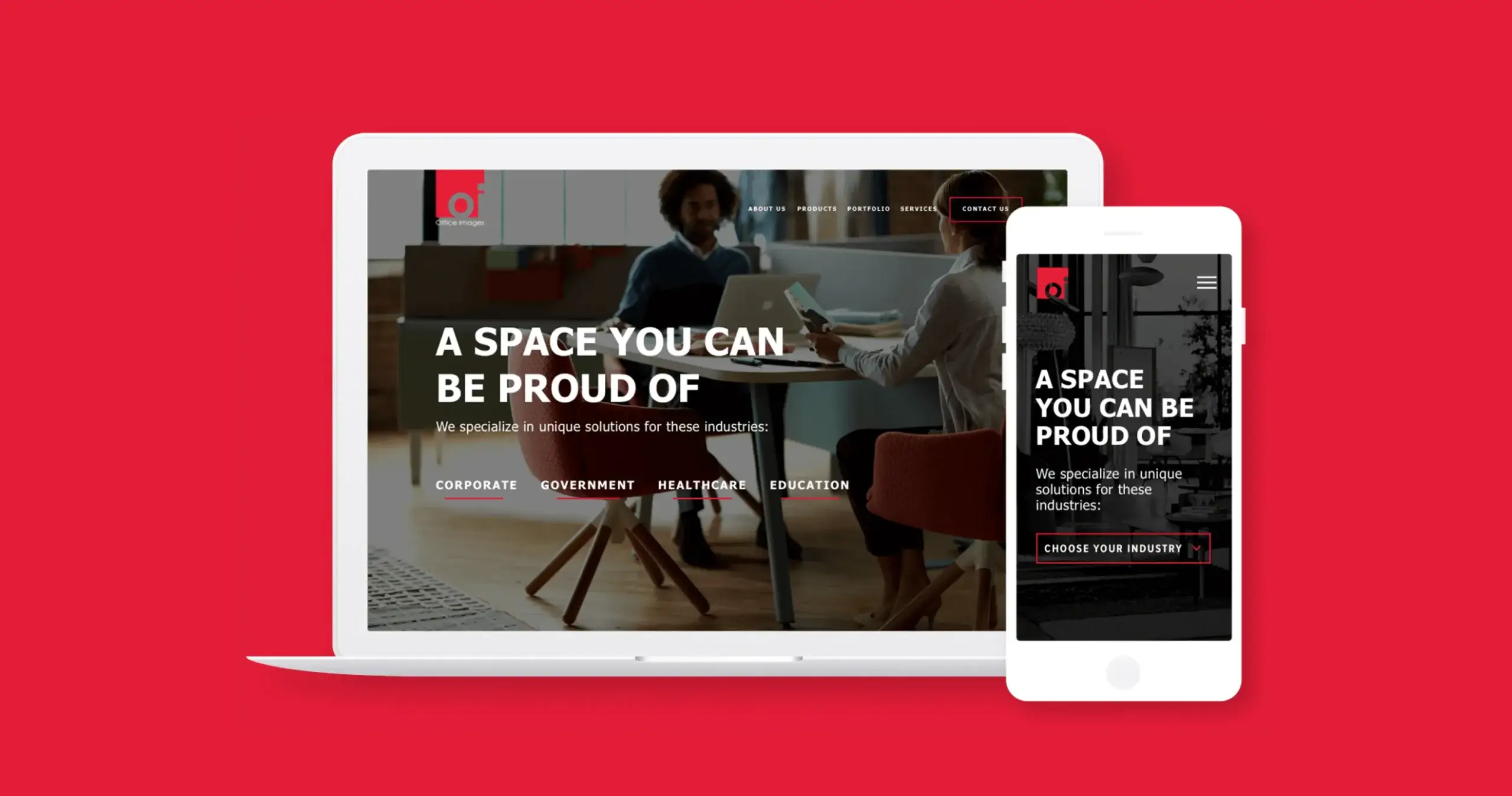 Office Image website on different devices