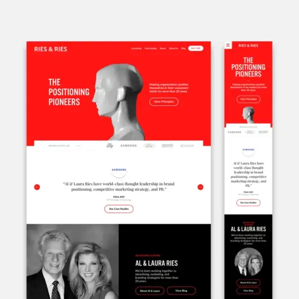Ries & Ries website layout for both desktop and mobile