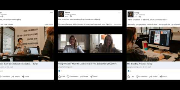Examples from Syrup LinkedIn of sharing company culture on social media