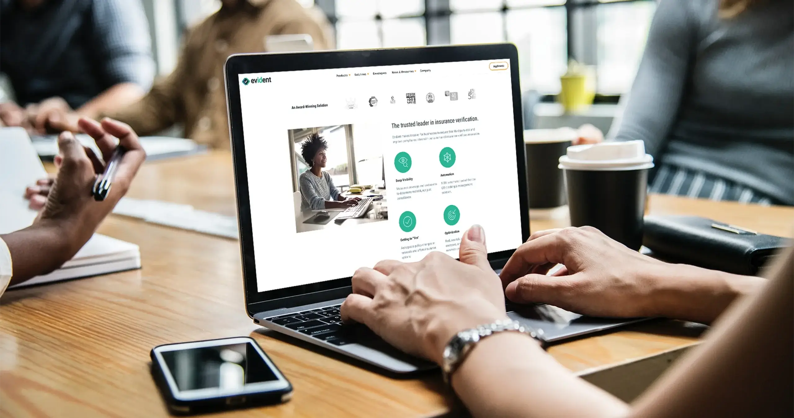 Evident website on a laptop