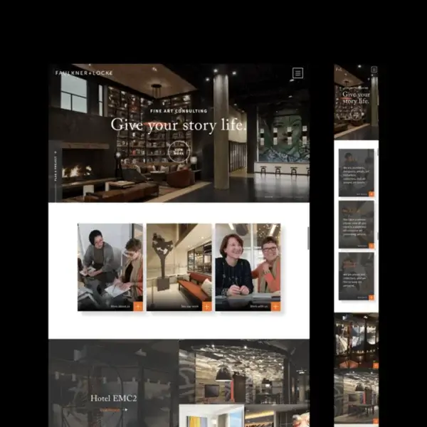 Faulkner & Locke website layouts for desktop and mobile