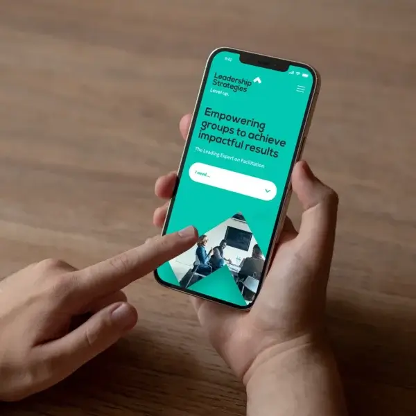 Leadership Strategies Website on Mobile Device