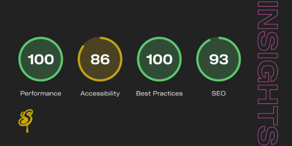 Update your website using scores from Google's website grader showing performance (100), accessibility (86), best practices (100) and SEO (100)