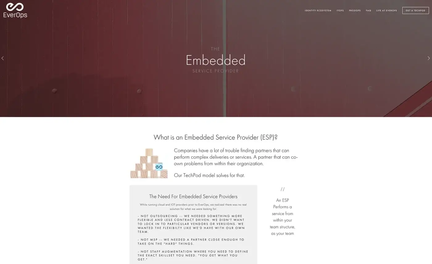 EverOps Website Before