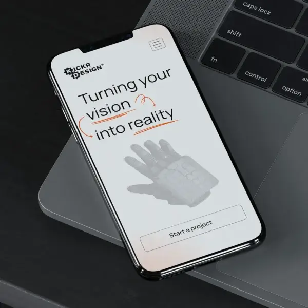 Kickr Design Website on a mobile device