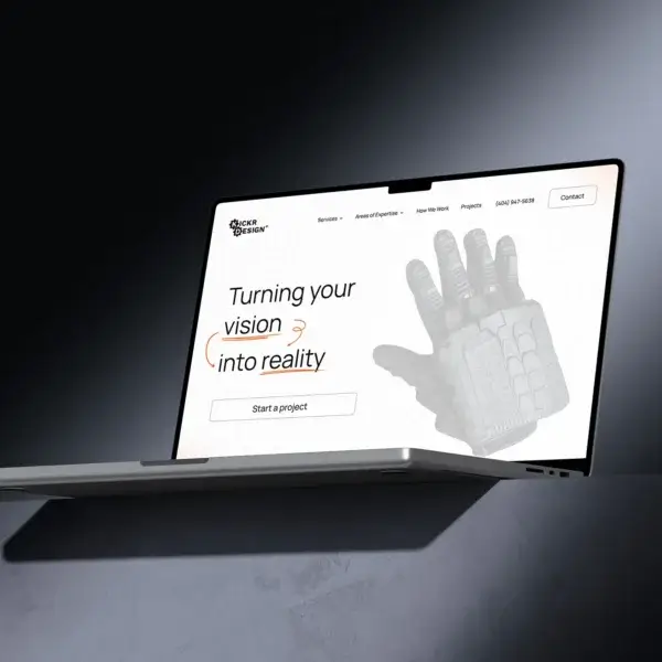 Kickr Design website on a laptop computer