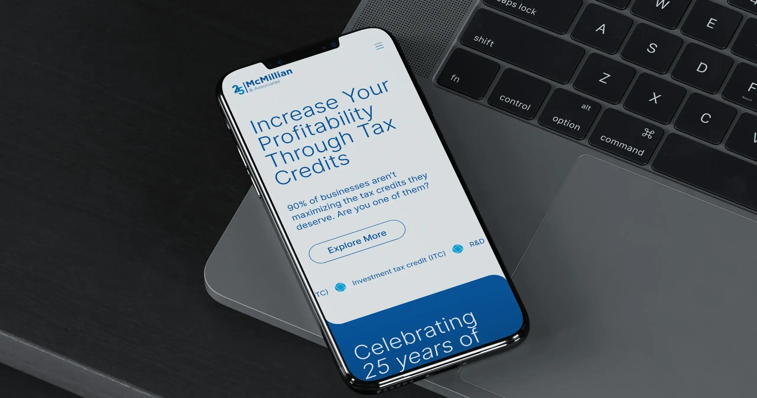 McMillian website on a mobile device