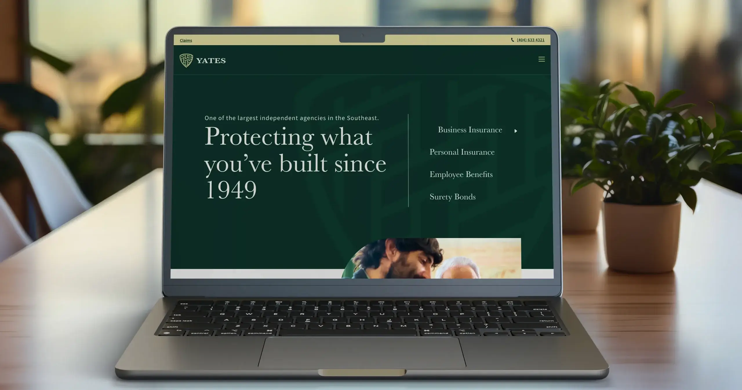 Yates website on a laptop