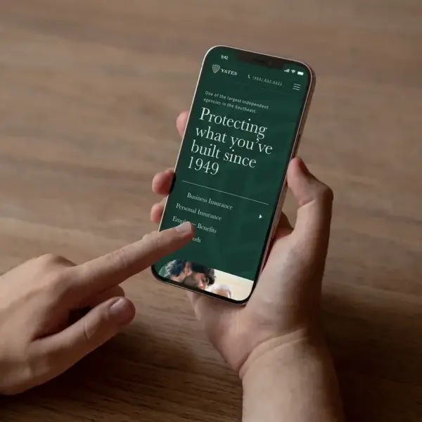 Yates Website on mobile device