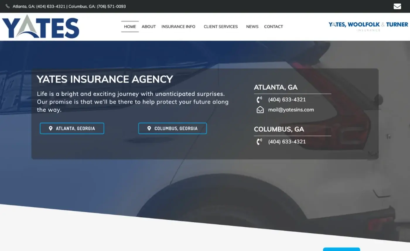 Yates Website Before